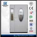 Fangda Cedar Wood Small Oval Glass Steel Door